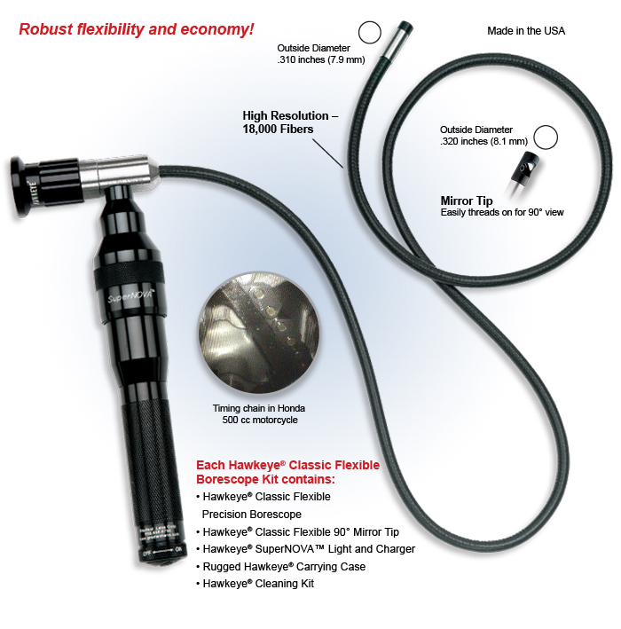 Classic Flexible Borescope (Fiberscope) for industrial use Optimax